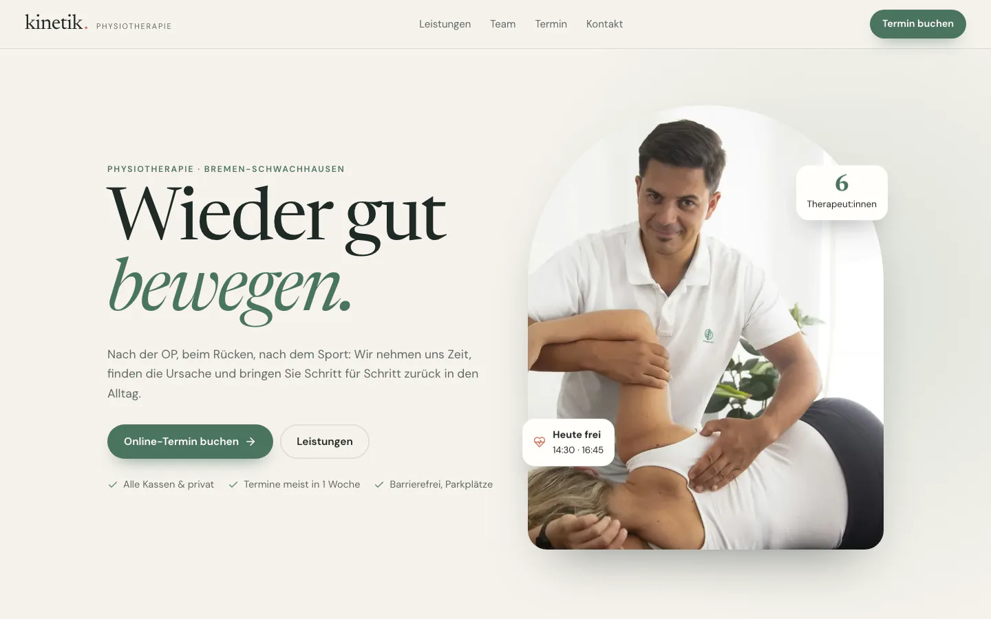 Beispielprojekt Kinetik Physiotherapie