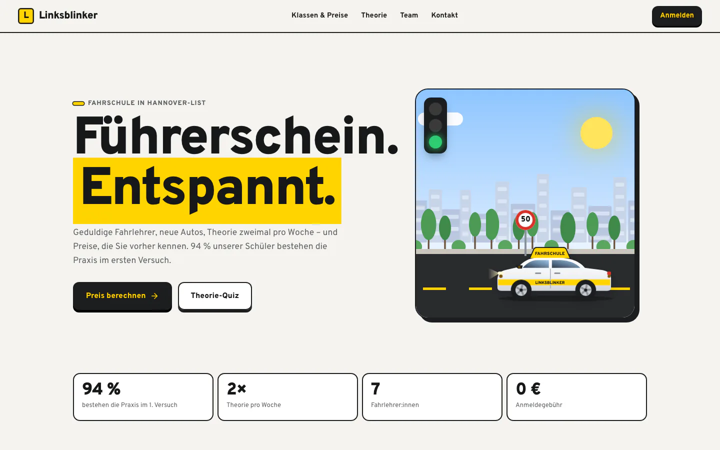 Beispielprojekt Fahrschule Linksblinker